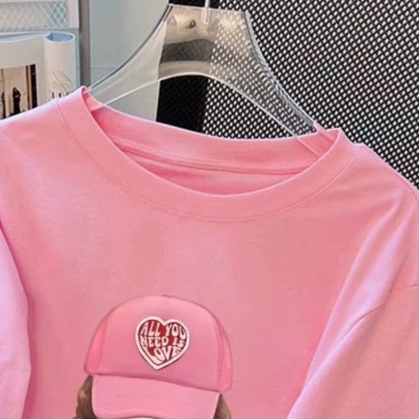 Minimalist Summer Unisex Kids' T-Shirt, Ages 2-13 | Color: Pink | Image 3
