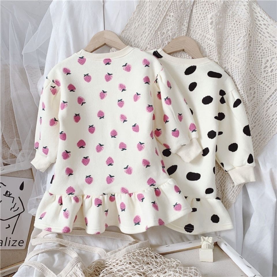 All-Season Sweet & Cute Spring Girls' Hoodie Dress, Ages 2-9 | Color: Black&White | Image 2