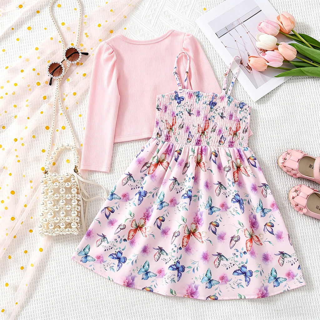 Sweet & Cute Autumn 2-Piece Girls' Dress Suit, Ages 2-11 | Color: Pink | Image 3