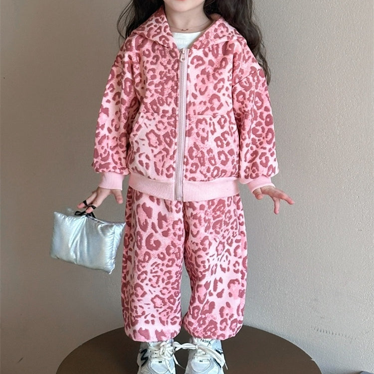 Trendy Autumn 2-Piece Girls' Pants Suit, Ages 2-9 | Color: Pink | Image 3