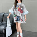 Modern Chic All-Season Casual Sporty Summer Girls' Tee Dress, Ages 3-14 | Color: Grey | Image 1