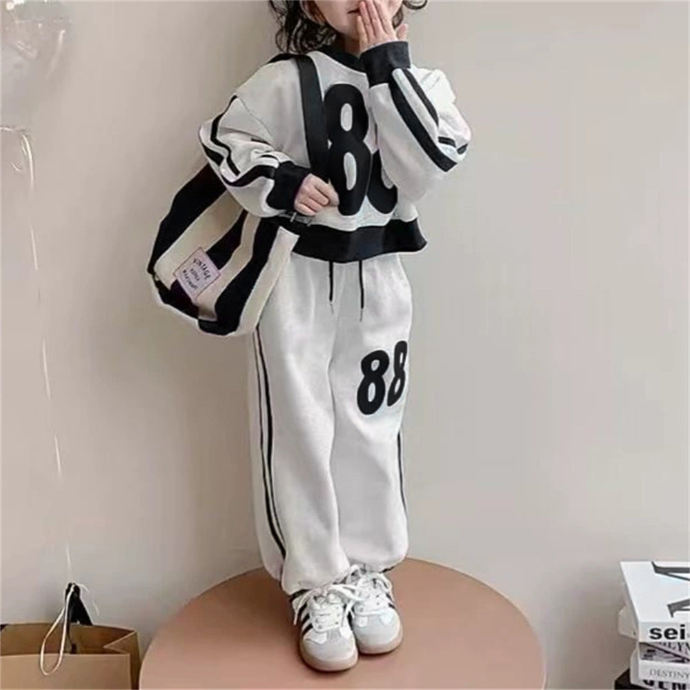 Casual Sporty Autumn 2-Piece Girls' Pants Suit, Ages 3-11 | Color: As the Picture | Image 2