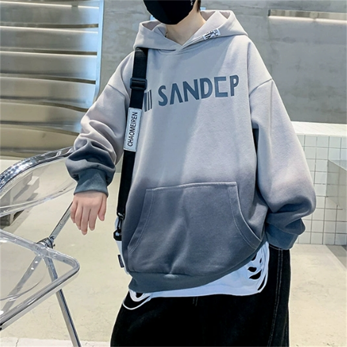 Modern Chic All-Season Casual Sporty Autumn Boys' Hoodie, Ages 4-14 | Color: Grey | Image 1