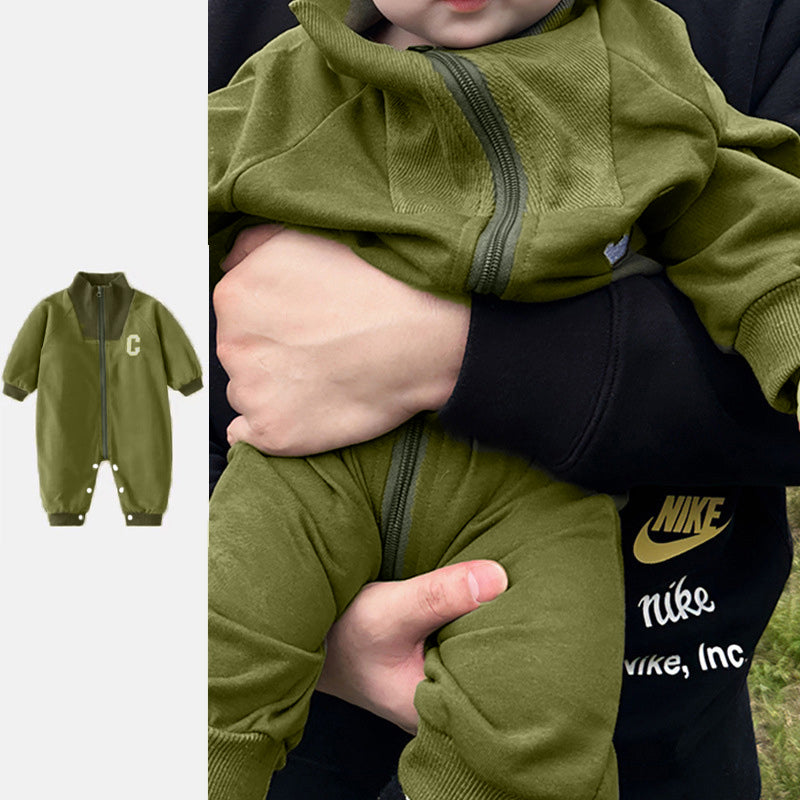 Casual Sporty Autumn Baby Boys' Jumpsuit, Ages 1-24 Months | Color: Green | Image 1