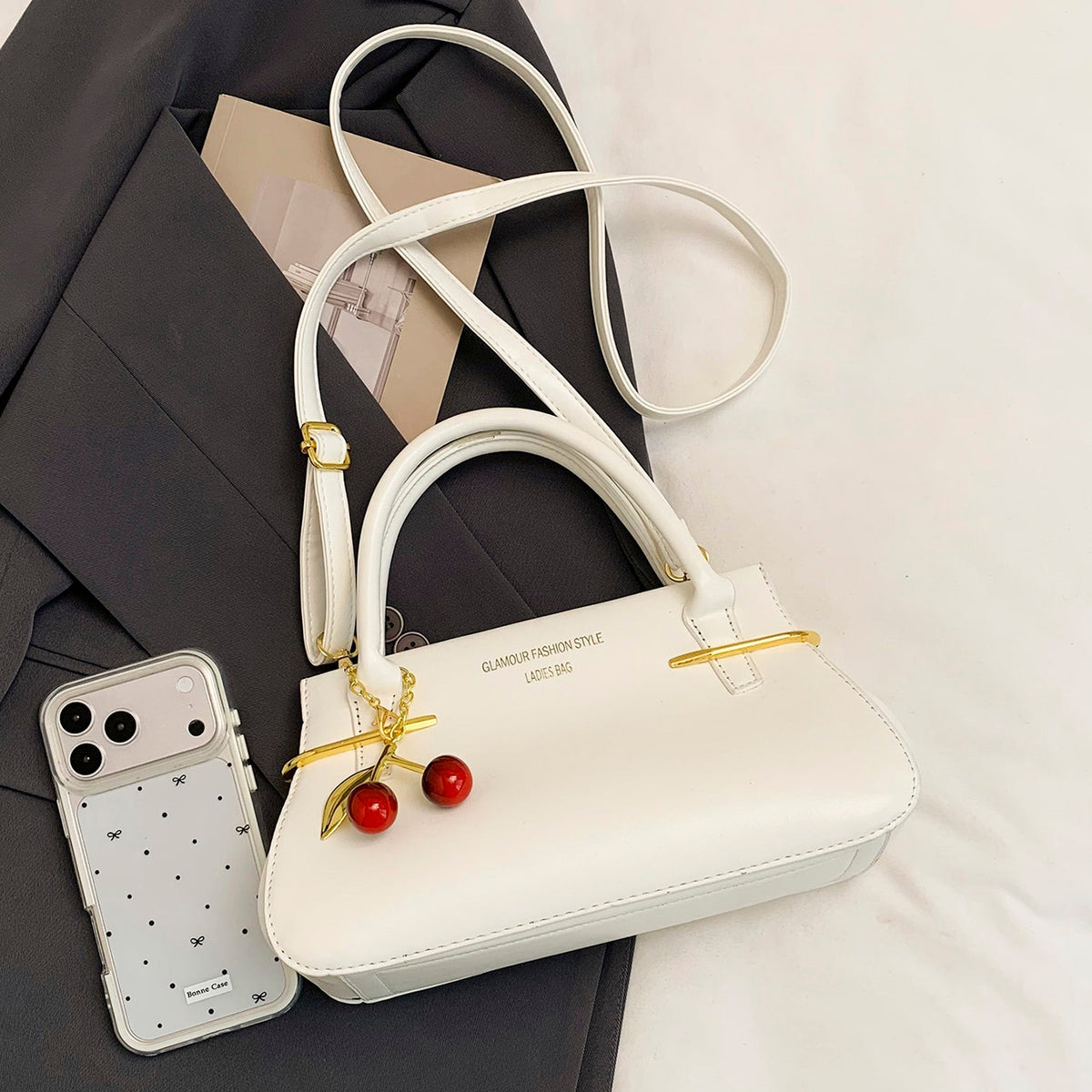 Modern Chic All-Season PU/Artificial Leather/Microfiber Leather Women's Crossbody Bags Other Bags | Color: White | Image 3