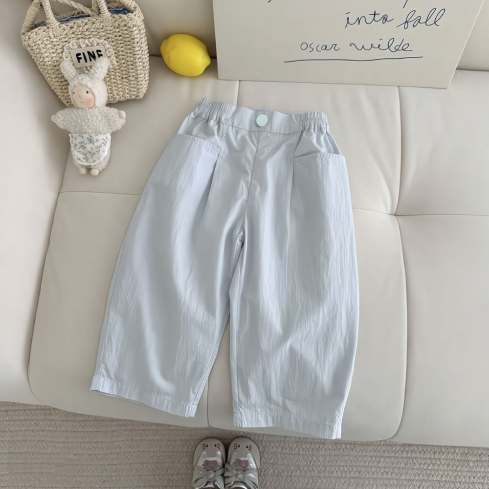 Minimalist Summer Girls' Loose Pants, Ages 2-9 | Color: Light Blue | Image 1