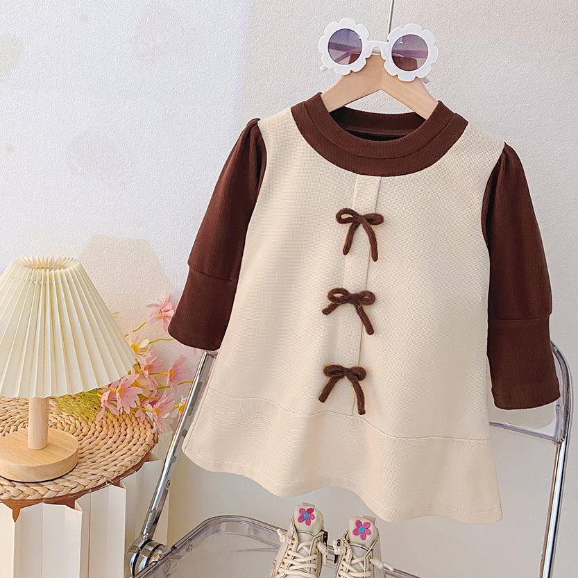 Sweet & Cute Autumn Baby Girls' Dress, Ages 9-24 Months | Color: Brown | Image 1