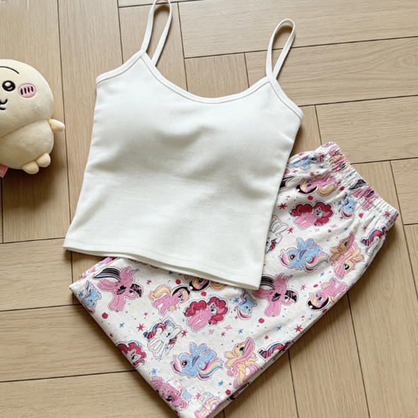 Modern Chic All-Season Sweet Feminine Summer 2 Pcs Women 's Sleeveless Sleep Set | Color: Style 2 | Image 2