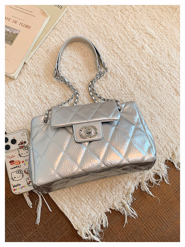 Modern Chic All-Season PU/Artificial Leather/Microfiber Leather Women's Crossbody Bags Other Bags | Color: Silver | Image 2