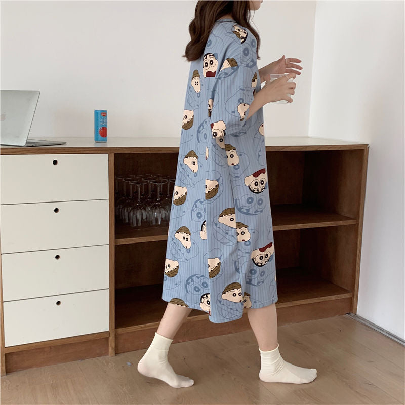 Sweet & Cute Summer Women 's Short  Sleeve Sleep Dress | Color: Style 7 | Image 1
