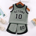 Minimalist Summer 2-Piece Unisex Baby Pants Suit, Ages 9-24 Months | Color: Grey | Image 1