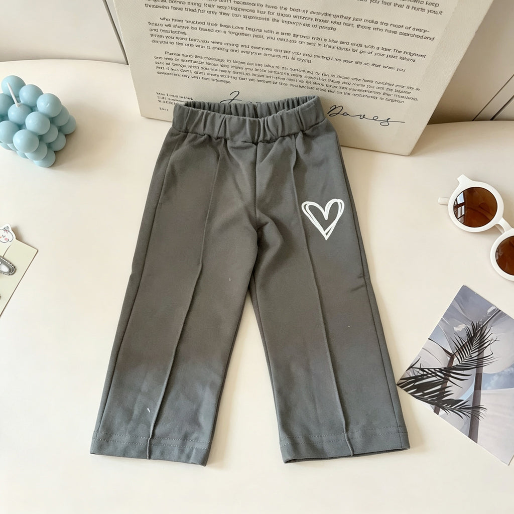 Minimalist Autumn 2-Piece Girls' Pants Suit, Ages 2-9 | Color: Dark Grey | Image 2