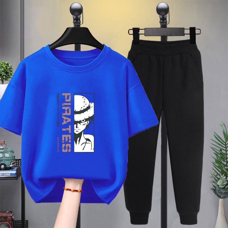 Modern Chic All-Season Minimalist Summer 2-Piece Boys' Pants Suit, Ages 3-14 | Color: Blue | Image 1