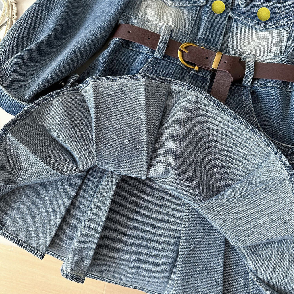 Casual Sporty Autumn 2-Piece Girls' A-Line Dress, Ages 2-9 | Color: Blue | Image 2