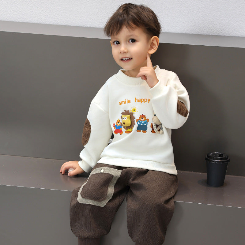 Casual Sporty Autumn 2-Piece Unisex Kids' Pants Suit, Ages 2-9 | Color: Style 2 | Image 1