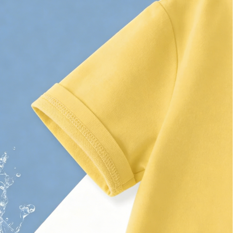 Modern Chic All-Season Minimalist Summer Unisex Kids' T-Shirt, Ages 2-7 | Color: Yellow | Image 2