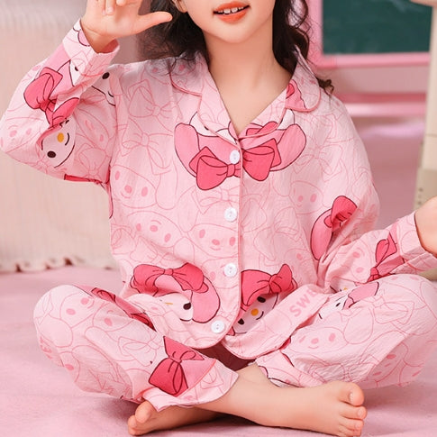 All-Season Sweet & Cute Autumn 2-Piece Girls' Pajama Set, Ages 2-14 | Color: Red | Image 1