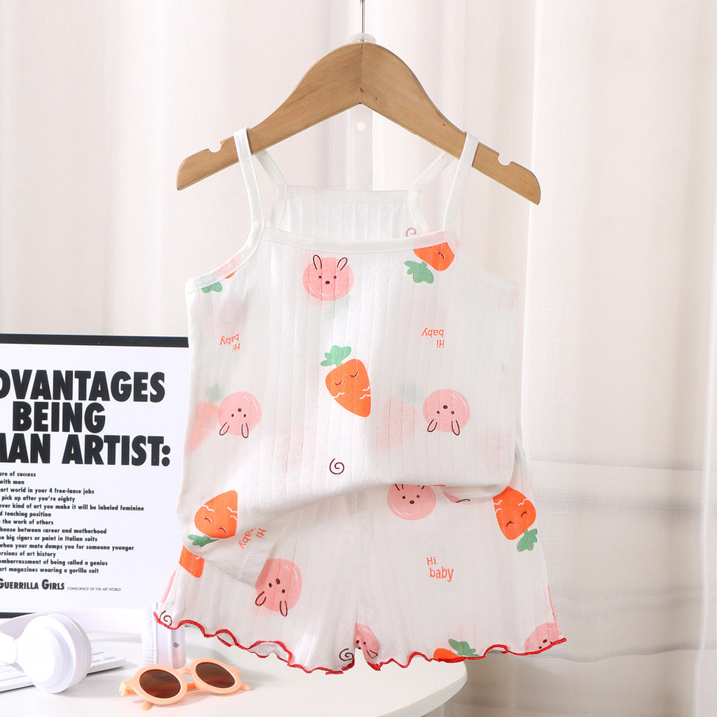Minimalist Summer 2-Piece Girls' Pajama Set, Ages 2-7 | Color: Pink | Image 1