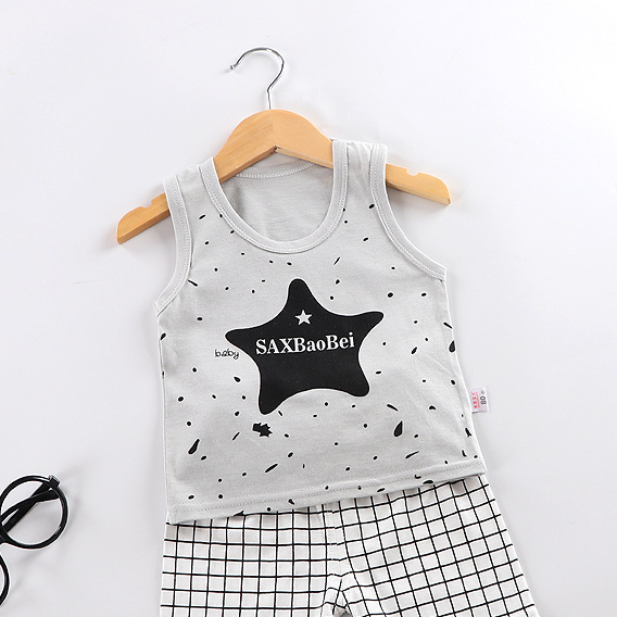 Minimalist Summer 2-Piece Unisex Baby Pants Suit, Ages 6-24 Months | Color: Grey | Image 3