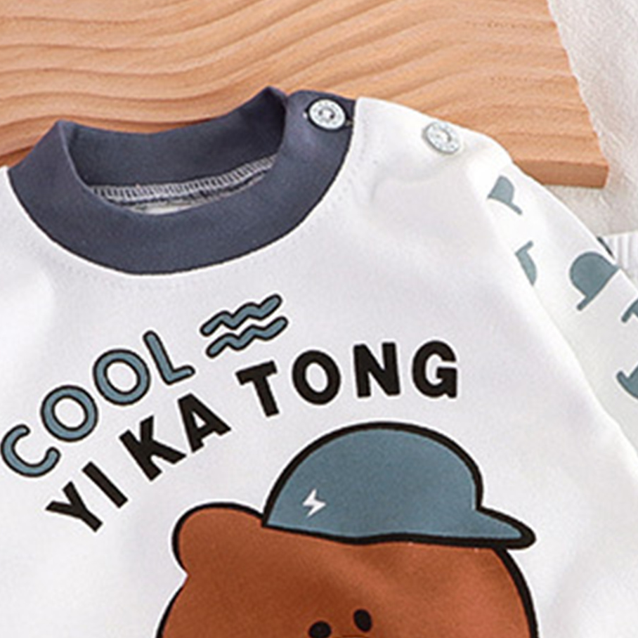 Minimalist Autumn 2-Piece Unisex Kids' Pajama Set, Ages 2-9 | Color: White | Image 3