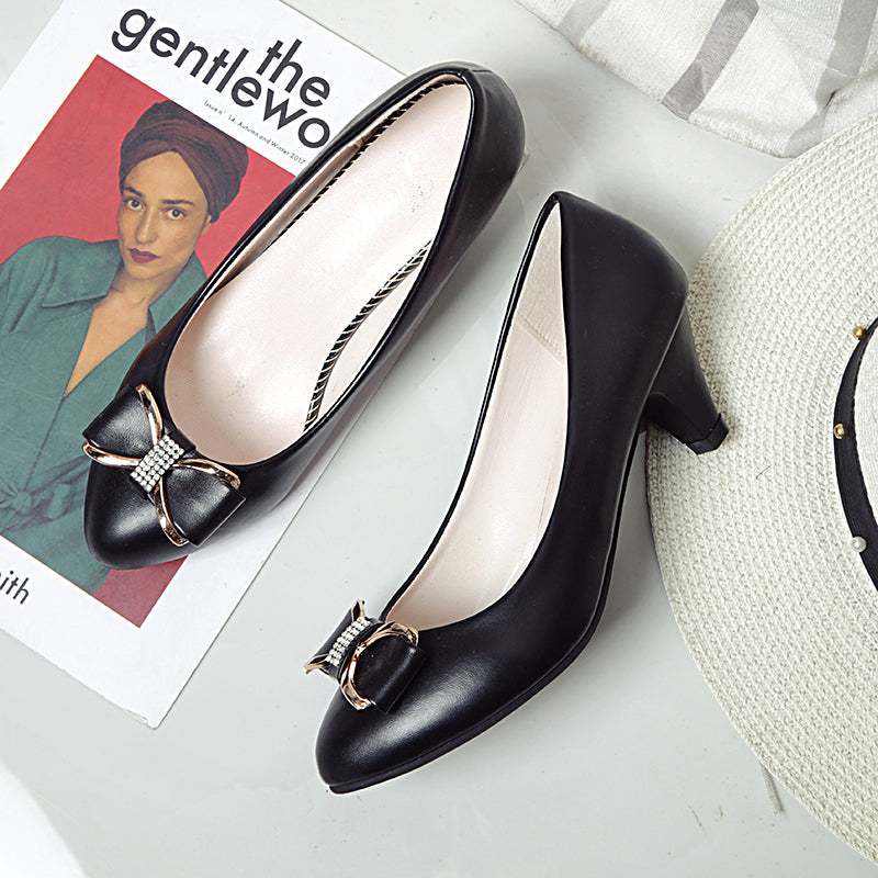 Modern Chic All-Season PU/Artificial Leather/Microfiber Leather Women's High Heels | Color: Black | Image 3