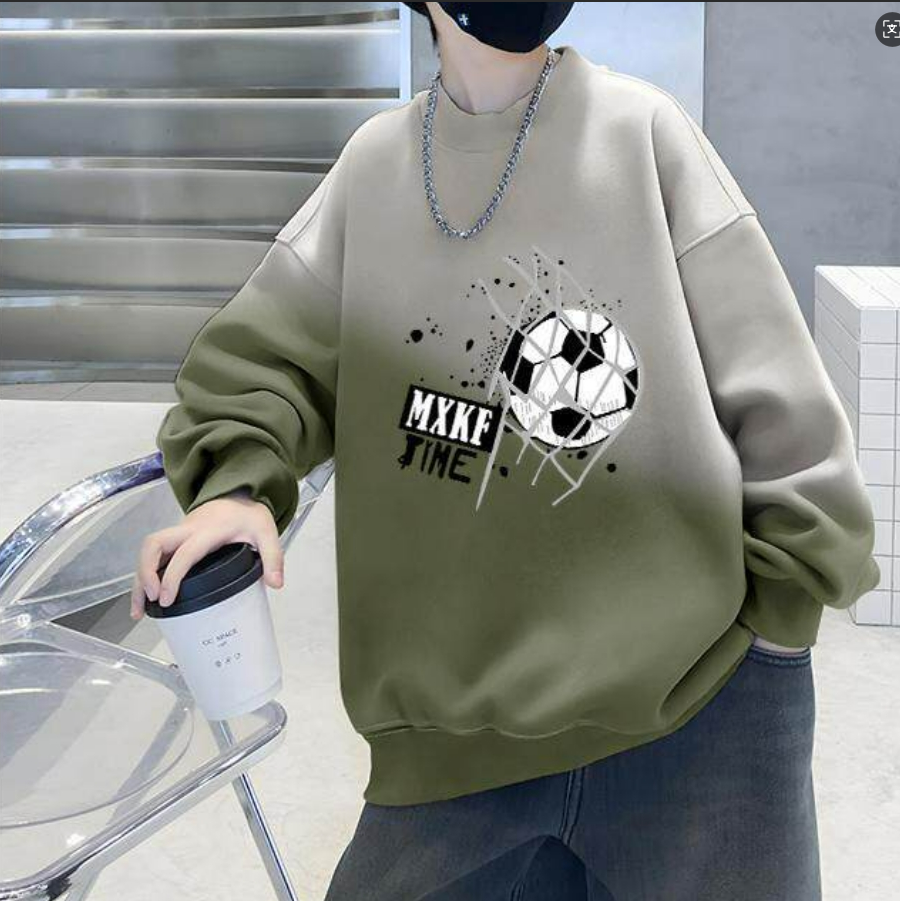 Casual Sporty Spring Boys' Sweatshirt, Ages 4-14 | Color: Green | Image 3