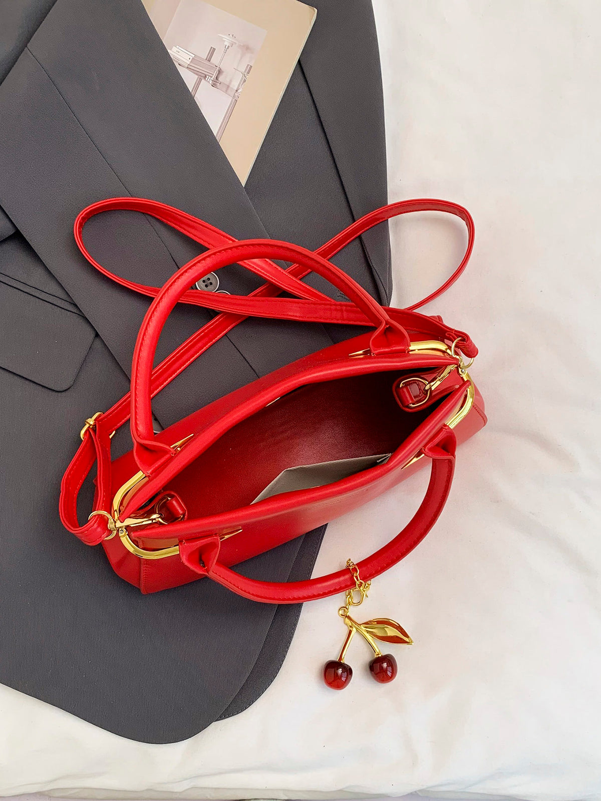 Modern Chic All-Season PU/Artificial Leather/Microfiber Leather Women's Crossbody Bags Other Bags | Color: Red | Image 2