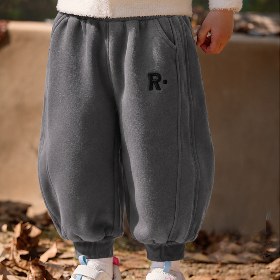 Minimalist Autumn Unisex Kids' Casual Pants, Ages 2-7 | Color: Dark Grey | Image 1