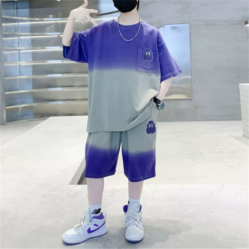 Casual Sporty Summer 2-Piece Boys' Pants Suit, Ages 4-14 | Color: Grey | Image 1