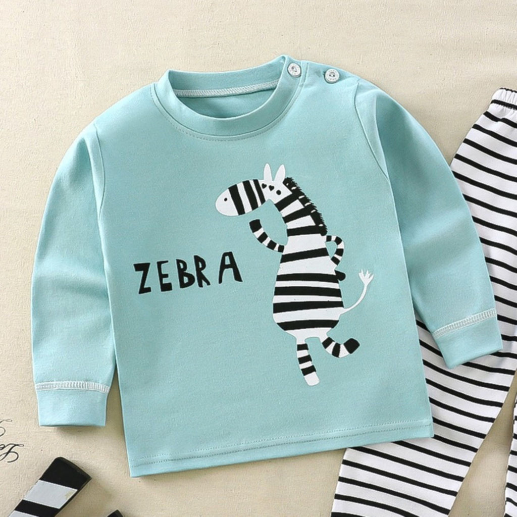 Minimalist Autumn 2-Piece Unisex Baby Pajama Set, Ages 6-24 Months | Color: Lake Blue | Image 3