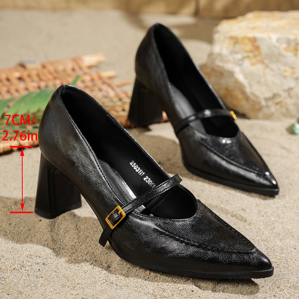 Modern Chic All-Season PU/Artificial Leather/Microfiber Leather Women's High Heels | Color: Black | Image 3