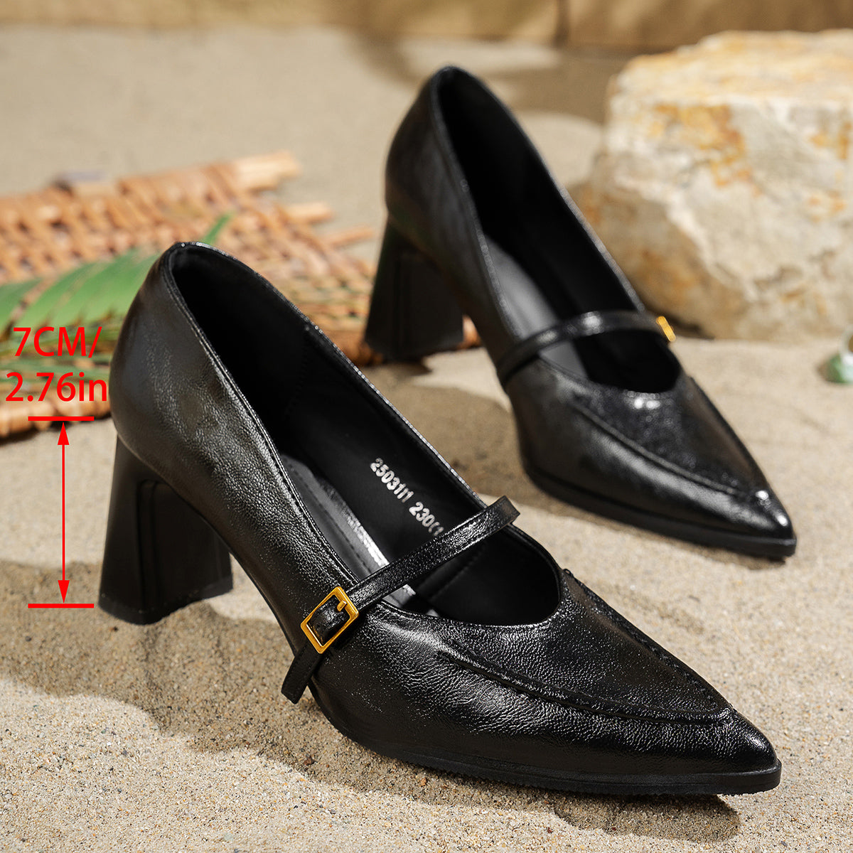Modern Chic All-Season PU/Artificial Leather/Microfiber Leather Women's High Heels | Color: Black | Image 3