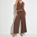 Minimalist Summer Camisole Set | Color: Brown | Image 1