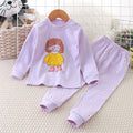 Minimalist Autumn 2-Piece Girls' Pajama Set, Ages 2-9 | Color: Purple | Image 1