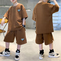 Modern Chic All-Season Casual Sporty Summer 2-Piece Boys' Pants Suit, Ages 3-13 | Color: Brown | Image 1
