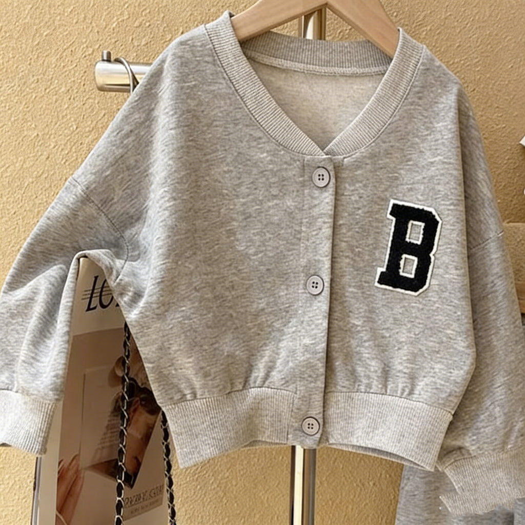 Modern Chic All-Season Trendy Autumn 2-Piece Girls' Pants Suit, Ages 2-9 | Color: Grey | Image 3