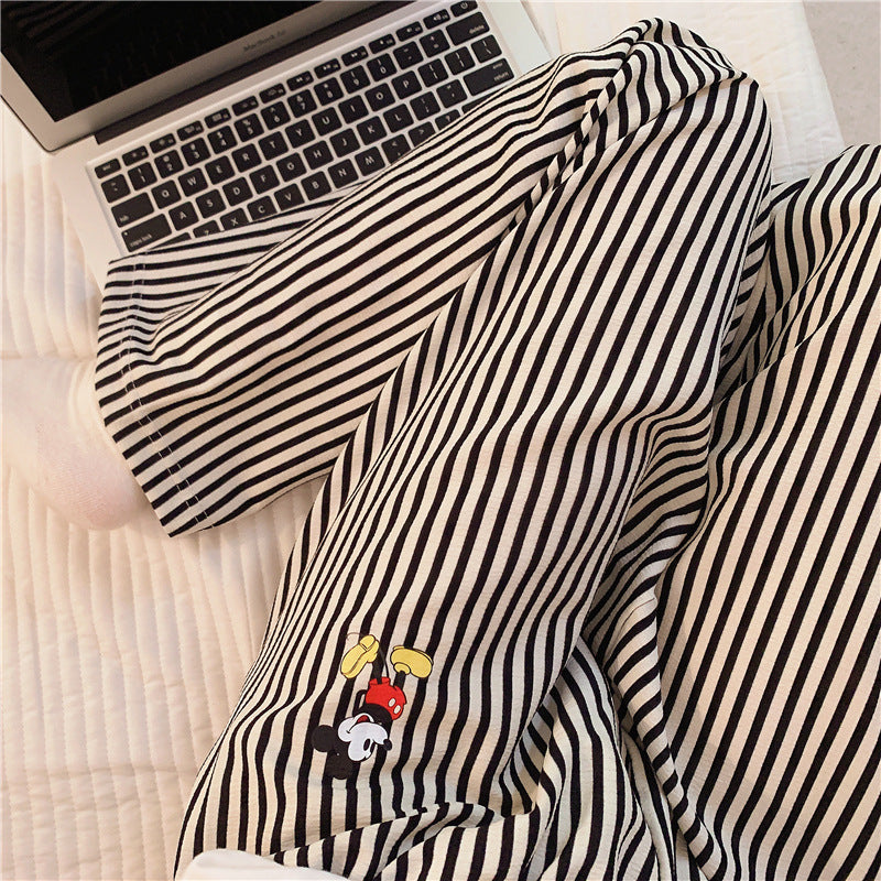 Minimalist All-Season Women 's Sleep Bottom | Color: Stripe | Image 1