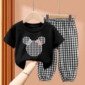Modern Chic All-Season Minimalist Summer 2-Piece Unisex Kids' Pants Suit, Ages 2-11 | Color: Black | Image 1