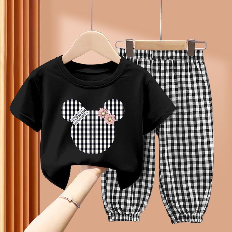 Modern Chic All-Season Minimalist Summer 2-Piece Unisex Kids' Pants Suit, Ages 2-11 | Color: Black | Image 1
