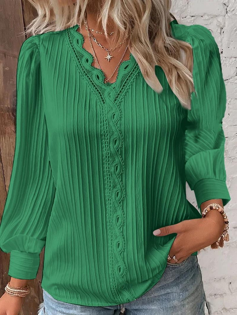 Modest All-Season Blouse | Color: Green | Image 1