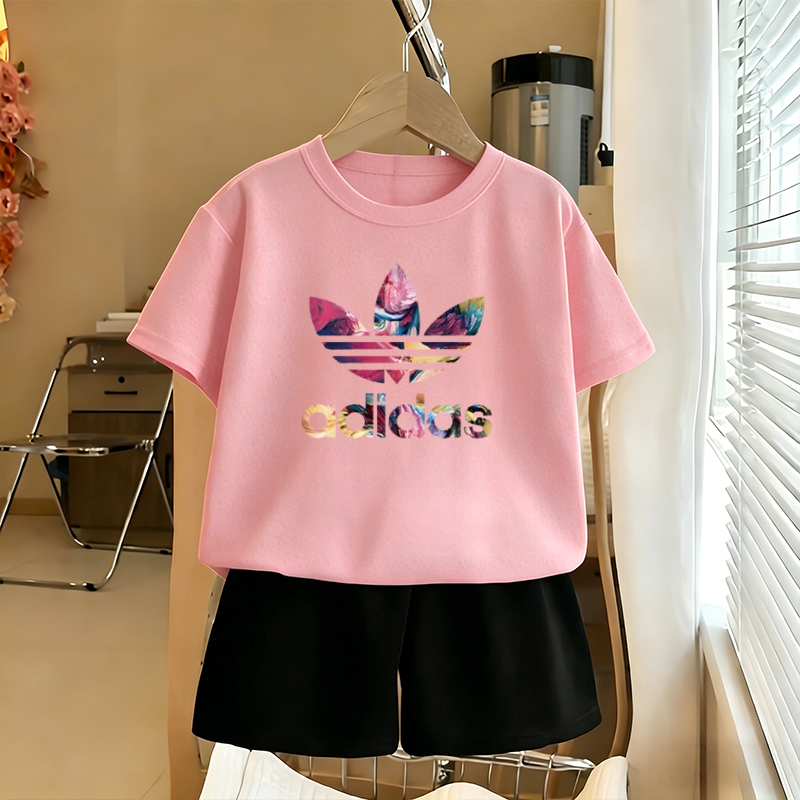 Modern Chic All-Season Casual Sporty Summer 2-Piece Unisex Kids' Pants Suit, Ages 2-9 | Color: Pink | Image 1