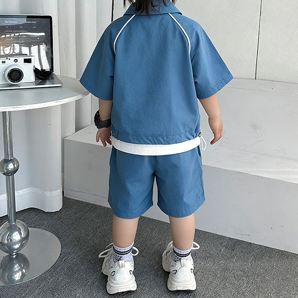 Modern Chic All-Season Casual Sporty Summer 2-Piece Boys' Pants Suit, Ages 2-11 | Color: Blue | Image 2