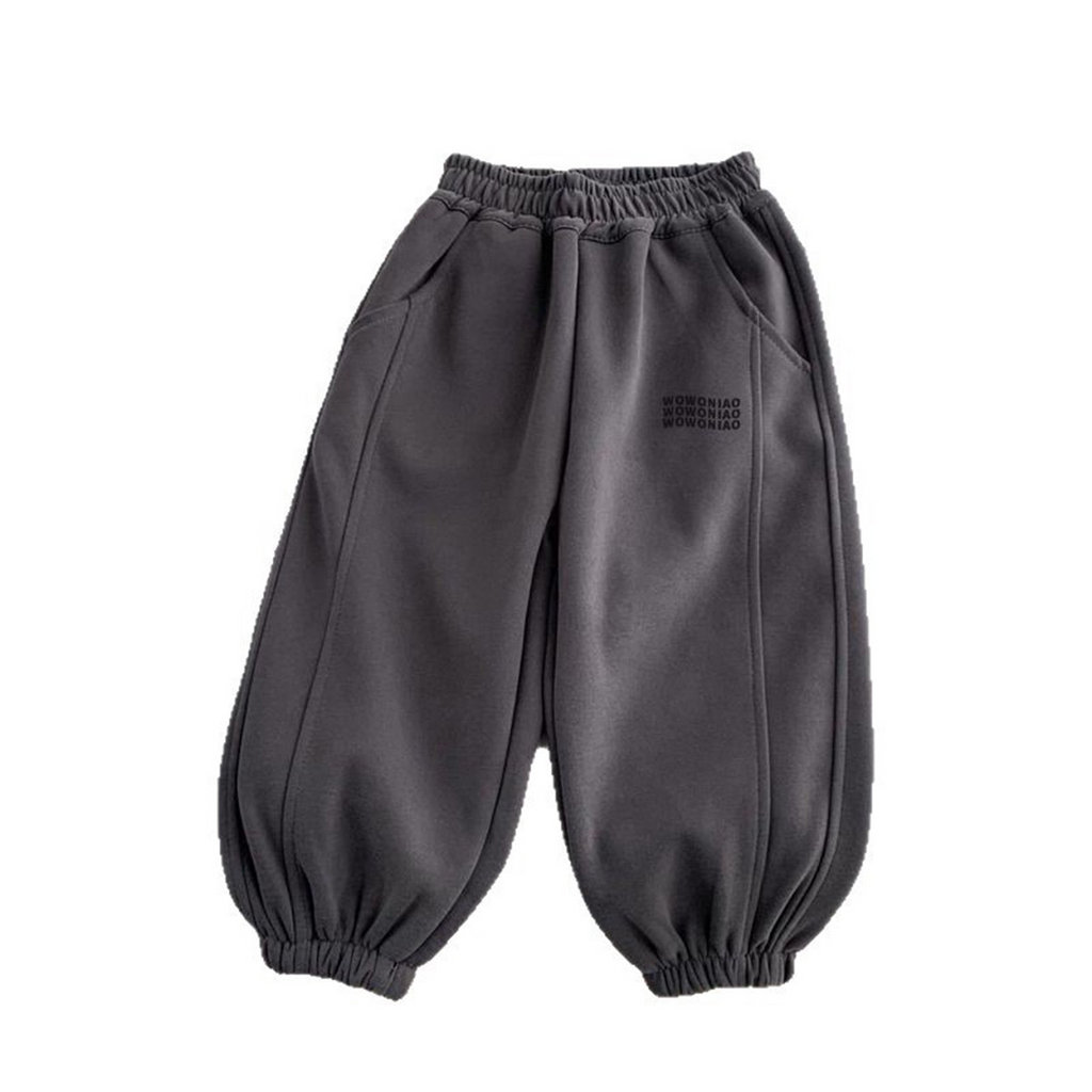 Minimalist Autumn Unisex Kids' Casual Pants, Ages 2-7 | Color: Dark Grey | Image 2