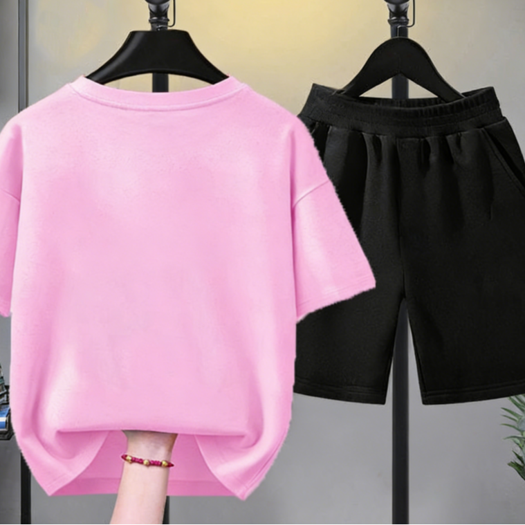 Modern Chic All-Season Minimalist Summer 2-Piece Boys' Pants Suit, Ages 3-14 | Color: Pink | Image 3