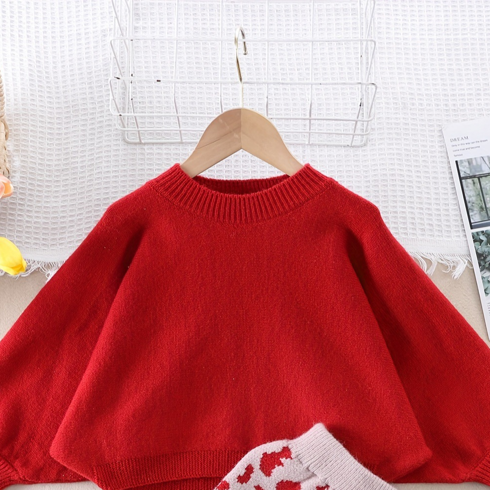 Trendy Winter 2-Piece Girls' Dress Suit, Ages 2-13 | Color: Red | Image 3