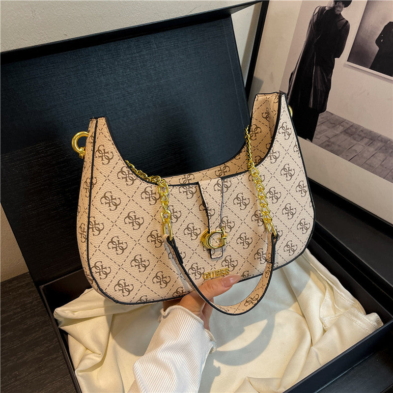 Modern Chic All-Season PU/Artificial Leather/Microfiber Leather, Cloth / Textile Women's Shoulder Bags Underarm Bags | Color: Apricot | Image 1
