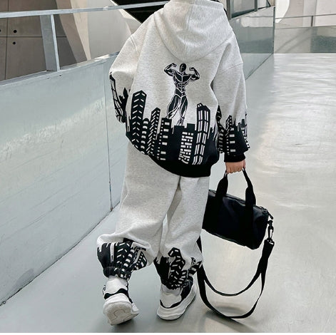 Casual Sporty Autumn 2-Piece Boys' Pants Suit, Ages 4-14 | Color: Grey | Image 3
