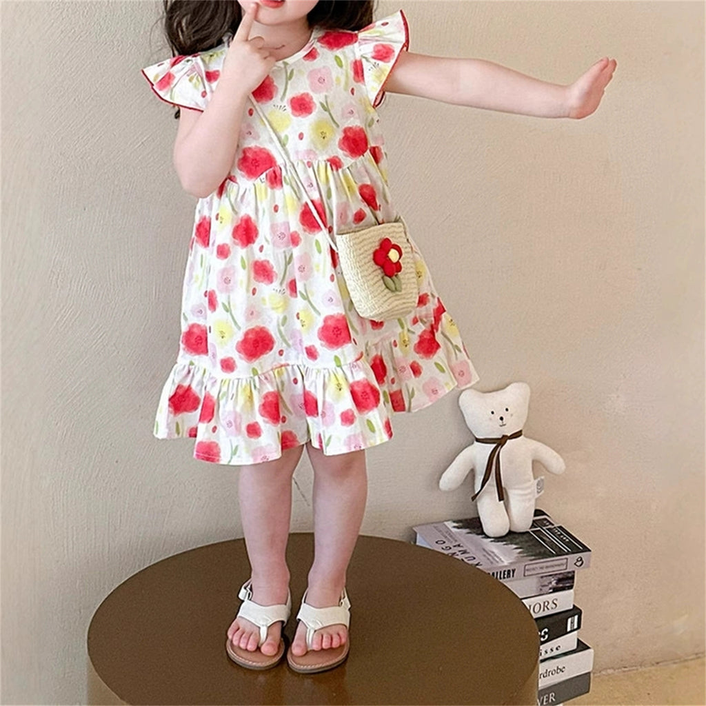 Minimalist Summer Girls' A-Line Dress, Ages 2-9 | Color: Red | Image 1