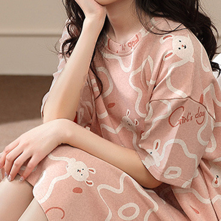 Modern Chic All-Season Sweet Feminine Summer Women 's Short  Sleeve Sleep Dress | Color: Style 2 | Image 2