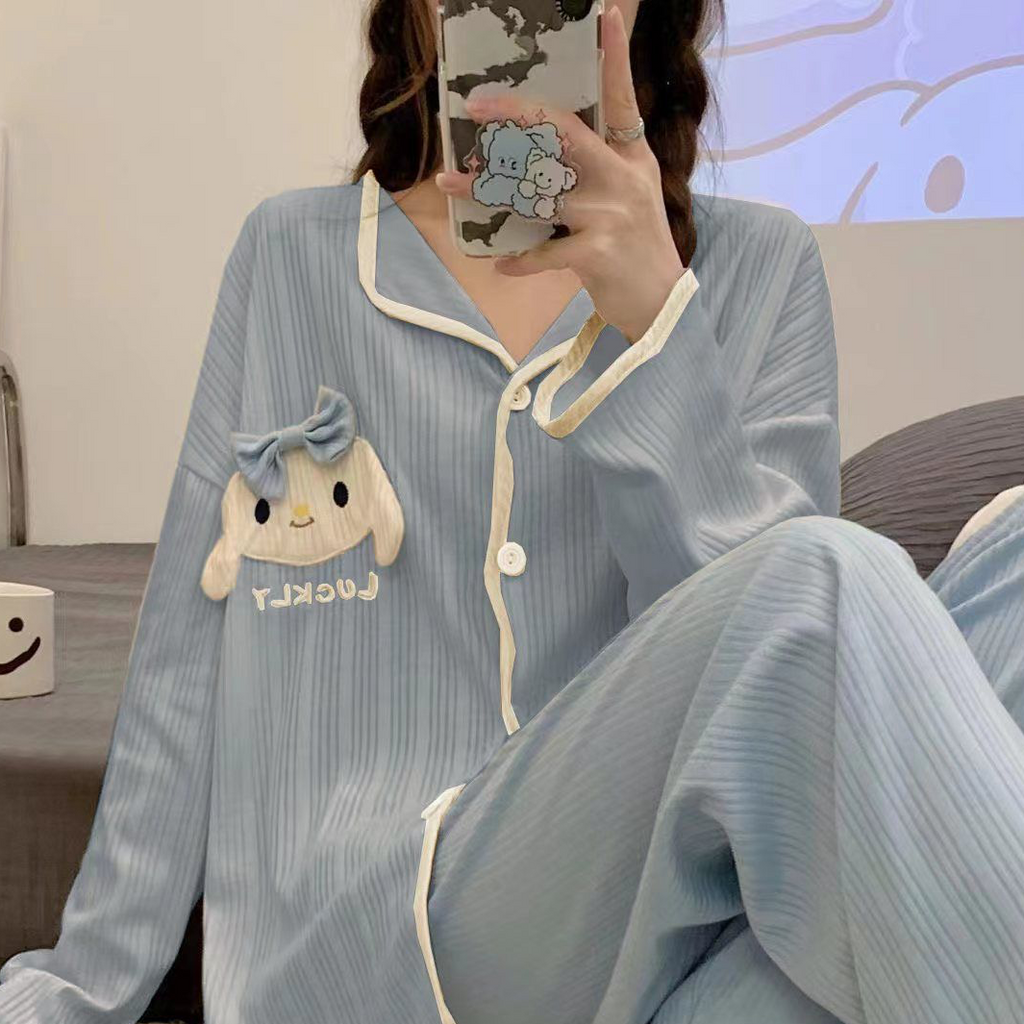Modern Chic Sweet Feminine All-Season 2 Pcs Women 's Long Sleeve Sleep Set | Color: Style 3 | Image 3